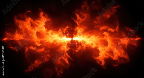 Fiery Burst Glowing in the Darkness Abstract Background