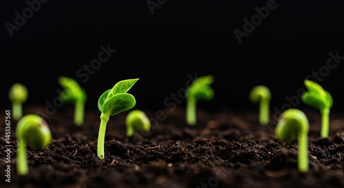 Seedlings Growing in Soil New Plant Sprouts