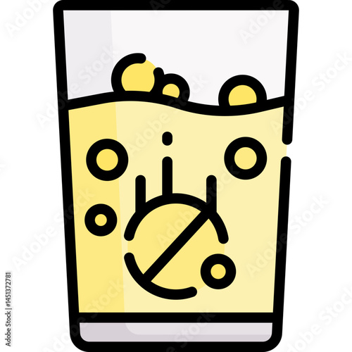 An effervescent tablet dissolving in a glass of water. Suggests medicine health treatment or a refreshing beverage. Could depict a cold remedy.