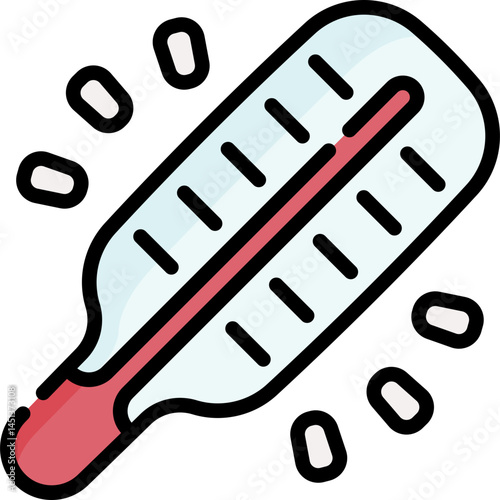 An illustration of a thermometer indicating a fever condition. Ideal for healthcare educational materials or medical-related content. Suggest it for websites or apps.