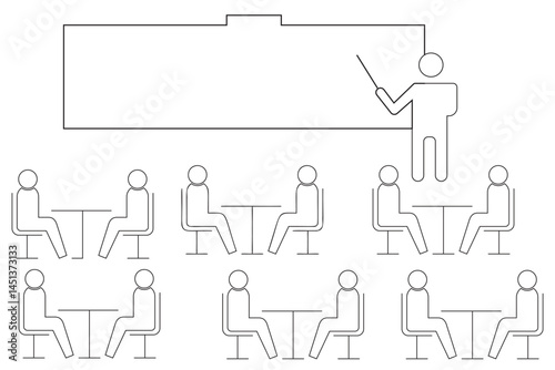 Meeting icon line vector illustration. People talk icon simple vector. Business group. Speak meeting. 
