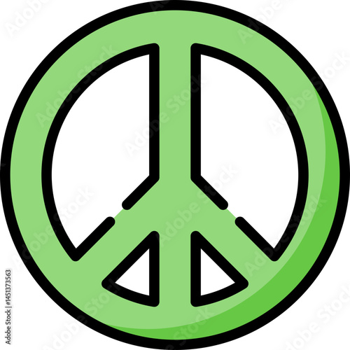 A green peace symbol icon is presented. This symbol is widely used to represent peace. Ideal for social media profiles or website decorations related to tranquility.