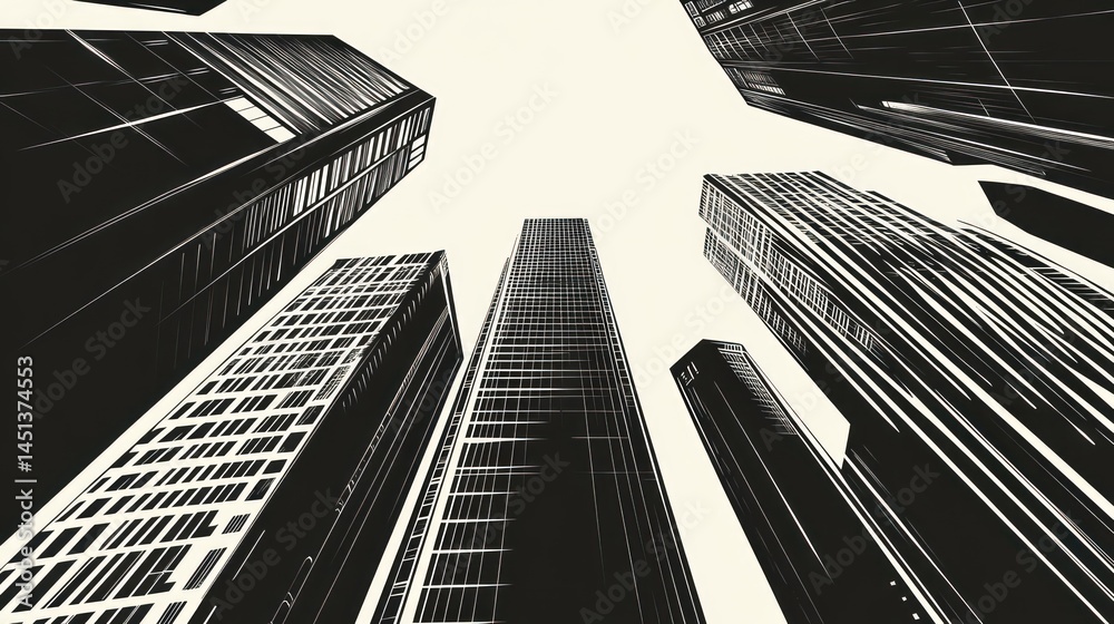 Fototapeta premium Urban Skyscrapers Looking Up