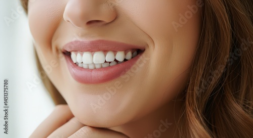 Smiling Woman Showing Healthy White Teeth in Dental Care Concept