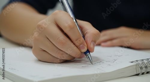 Writing on Notebook with Pen Person Taking Notes
