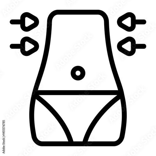 Icon of a body showing fat reduction or liposuction. Suggests medical procedures for body contouring such as non-invasive fat removal methods for aesthetic improvement.