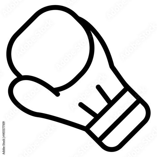 A simple black outline boxing glove icon. Use it for sports websites fitness apps or any project needing fighting related imagery. Great for logos and ui elements.