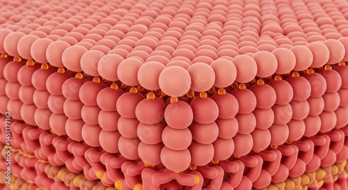 Cellular Structure Visualization in Pink and Orange Hues