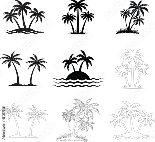 set of vector palms