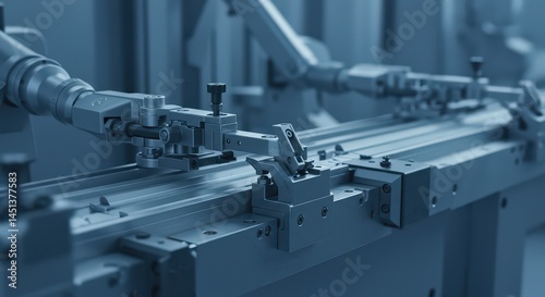 Automated Machine Close-up in Factory, Manufacturing Equipment