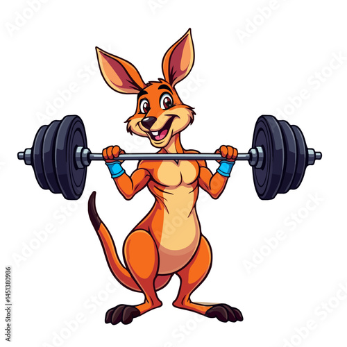 Funny gym kangaroo cartoon animal vector illustration