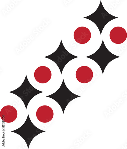 Three Diamond Shapes: Solid Black, Outline, and Solid Red
