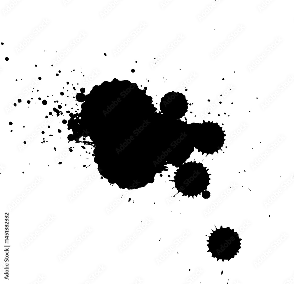 black ink brush dropped splatter splash grunge graphic element artistic