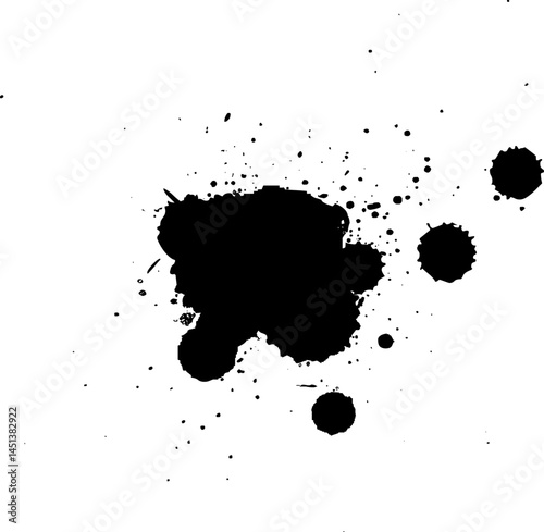 black ink brushed drop splatter splash grunge graphic element artistic