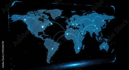 Global Network Connectivity - Digital World Map Illustration