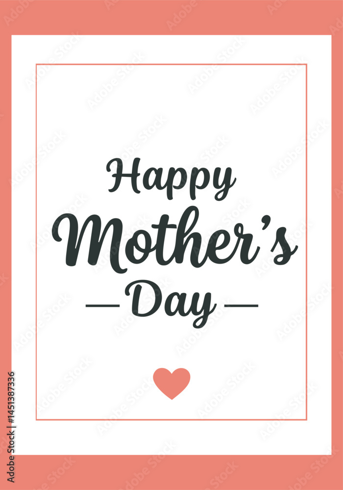 Elegant Mothers Day Card Design with Coral Frame Elegant Mothers Day Card Design with Coral Frame