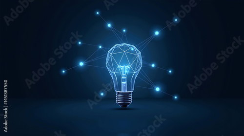 3D illustration of light bulb and connecting wire.Inventions and ideas
