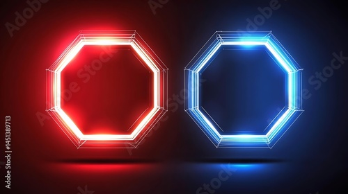 Neon octagons graphic design