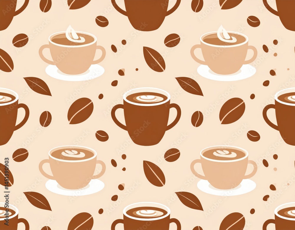 Obraz premium Pastel Coffee Cup Pattern Background
