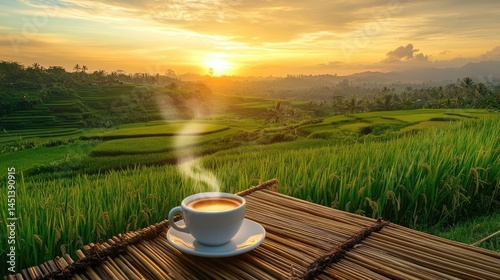 Sunrise Coffee in Rice Terraces: A Serene Indonesian Morning