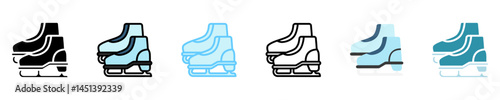 ice skates multi style, mini illustration icon set. use for modern concept, print, UI, UX kit, web and app development. Vector EPS 10, related to winter, cold season.
