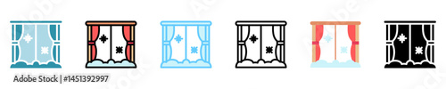 frosty window multi style, mini illustration icon set. use for modern concept, print, UI, UX kit, web and app development. Vector EPS 10, related to winter, cold season.