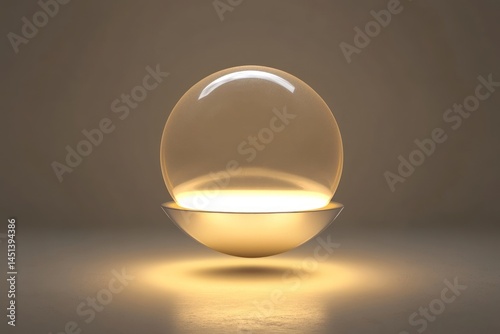 A minimalistic levitating light orb lamp with soft ambient glow and futuristic design transparent background