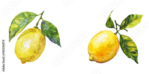 lemon watercolor vector illustration
