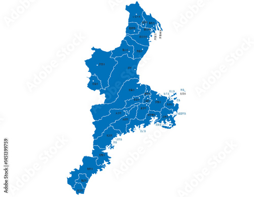 三重県　地図　ブルー　斑点　イラスト