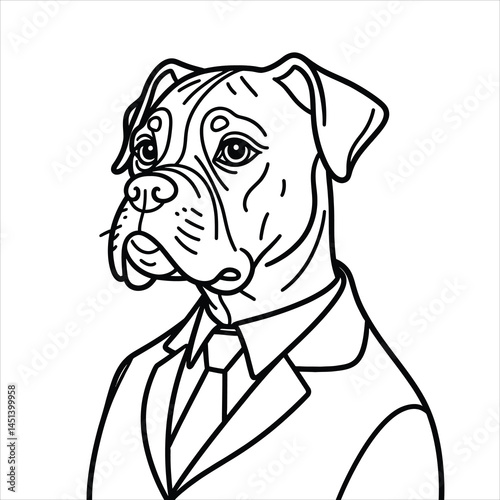 Distinguished dog in a stylish suit. Vector illustration for coloring book