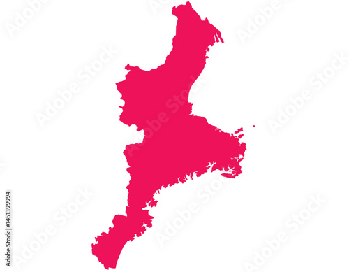 三重県　地図　マゼンタ　イラスト