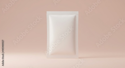 White Sachet on Beige Background