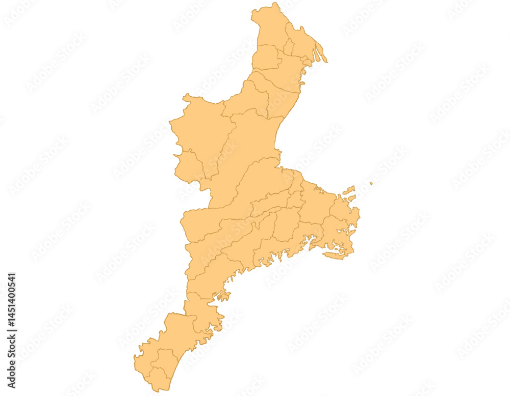 三重県 地図 オレンジ イラスト 三重県 地図 オレンジ イラスト