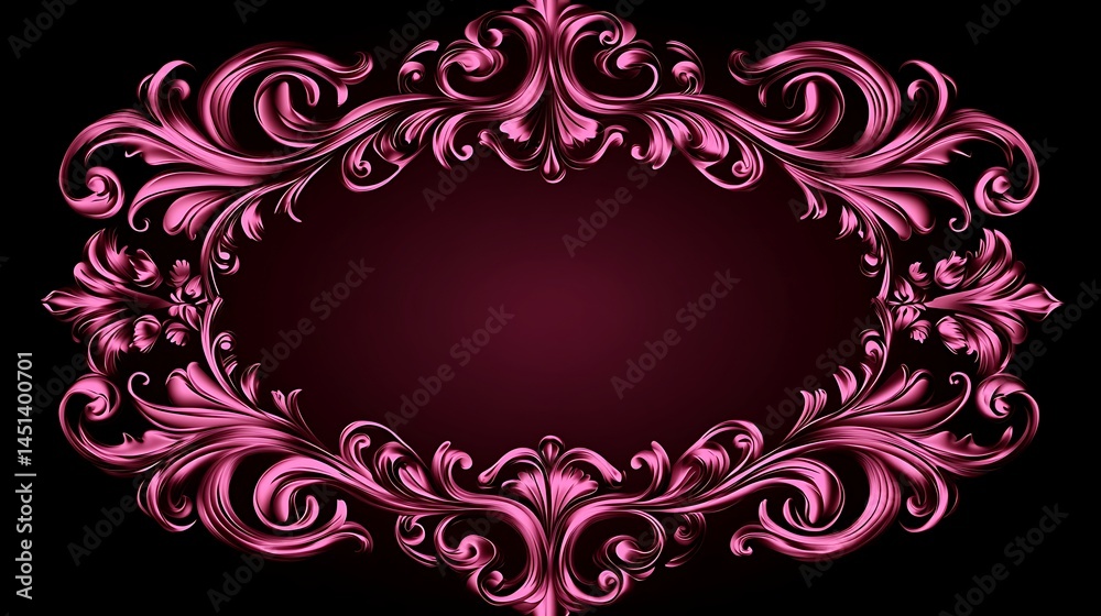 Ornate Pink Frame on Dark Background Ornate Pink Frame on Dark Background