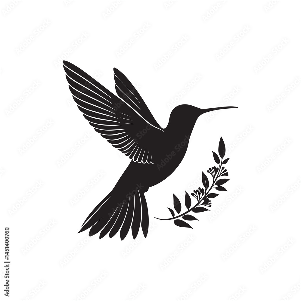 Fototapeta premium Minimalist Hummingbird Silhouette