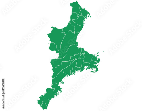 三重県　地図　グリーン　イラスト