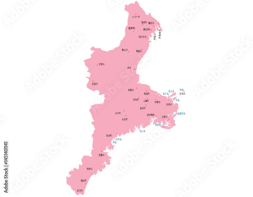 三重県　地図　ピンク　斑点　イラスト