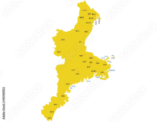 三重県　地図　黄色　斑点　イラスト