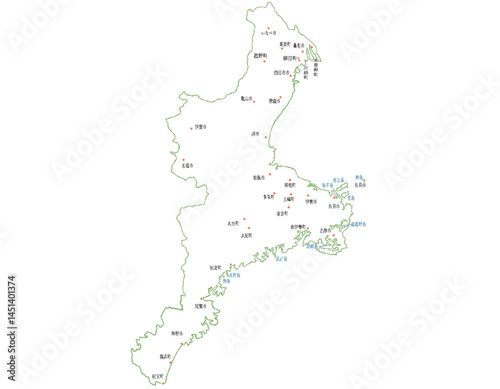 三重県　地図　白　斑点　イラスト