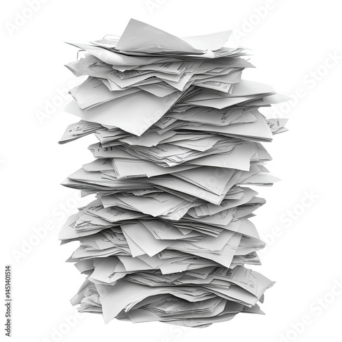 Towering Stack of Paperwork Representing Overload and Bureaucracy
