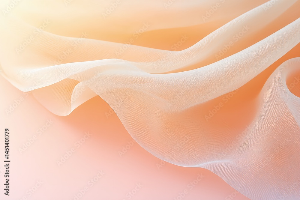 Peach and Pink Sheer Fabric Drape with Soft Lighting Peach and Pink Sheer Fabric Drape with Soft Lighting