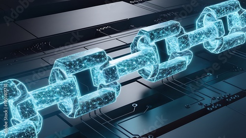 Blockchain technology concept with 3D cubes, symbolizing digital security, decentralized network, data encryption, cryptocurrency, and futuristic tech innovation.