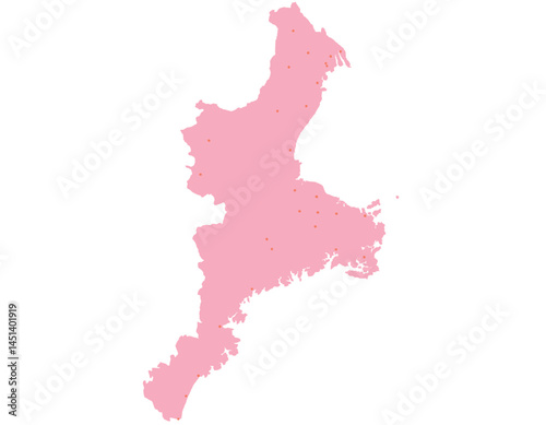 三重県　地図　ピンク　斑点　イラスト