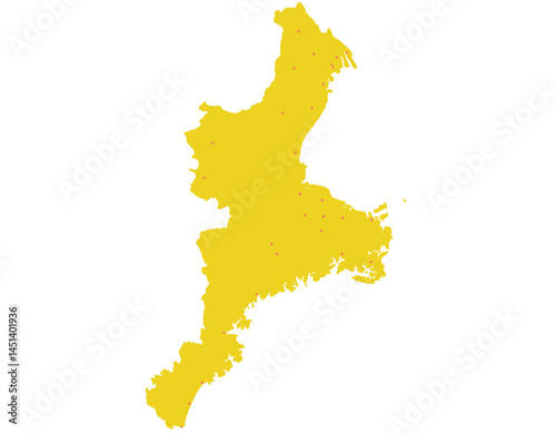 三重県　地図　黄色　斑点　イラスト