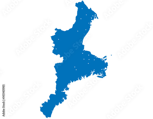 三重県　地図　ブルー　斑点　イラスト