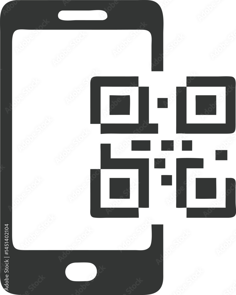 Mobile Phone with QR Code Icon Mobile Phone with QR Code Icon