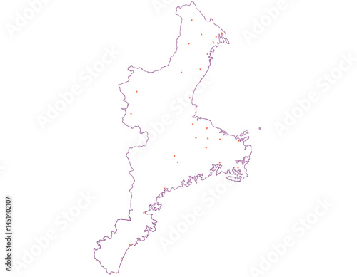 三重県　地図　白　斑点　イラスト