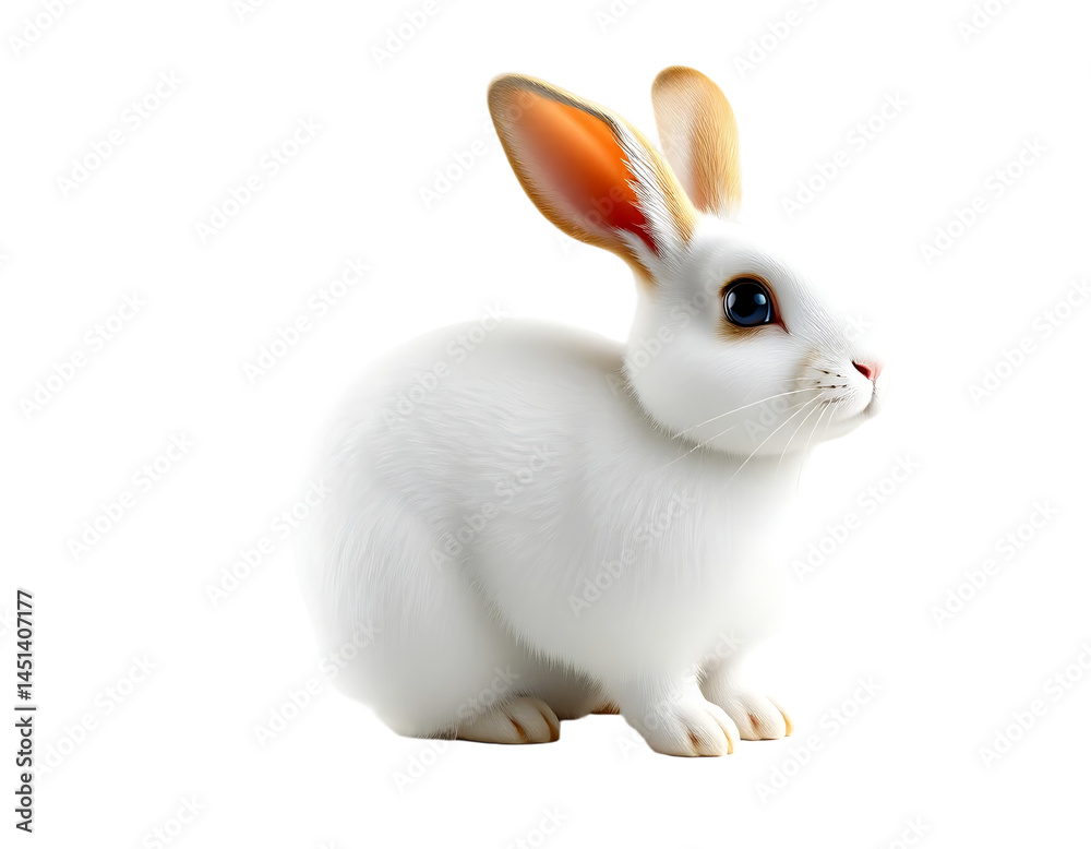 White fluffy rabbit on a transparent background White fluffy rabbit on a transparent background