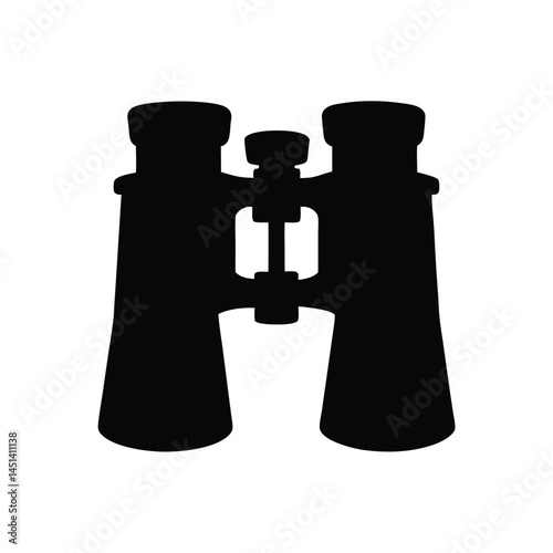Black silhouette of binoculars, optical device for vision