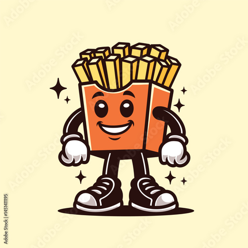 French Fries Retro Cartoon Character